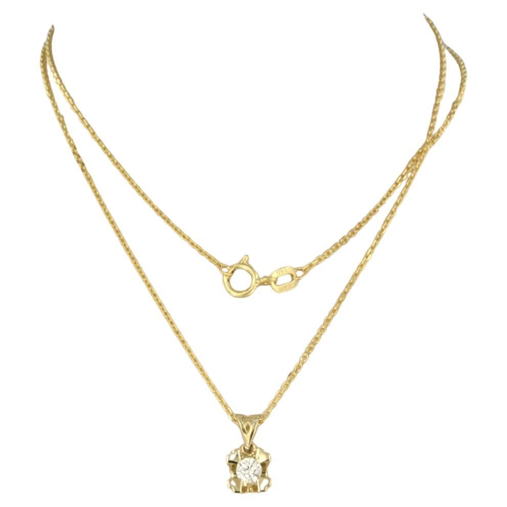 Necklace with pendant set with diamond up to 0.12ct 14k yellow gold