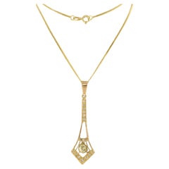Necklace with pendant set with diamonds 14k yellow gold