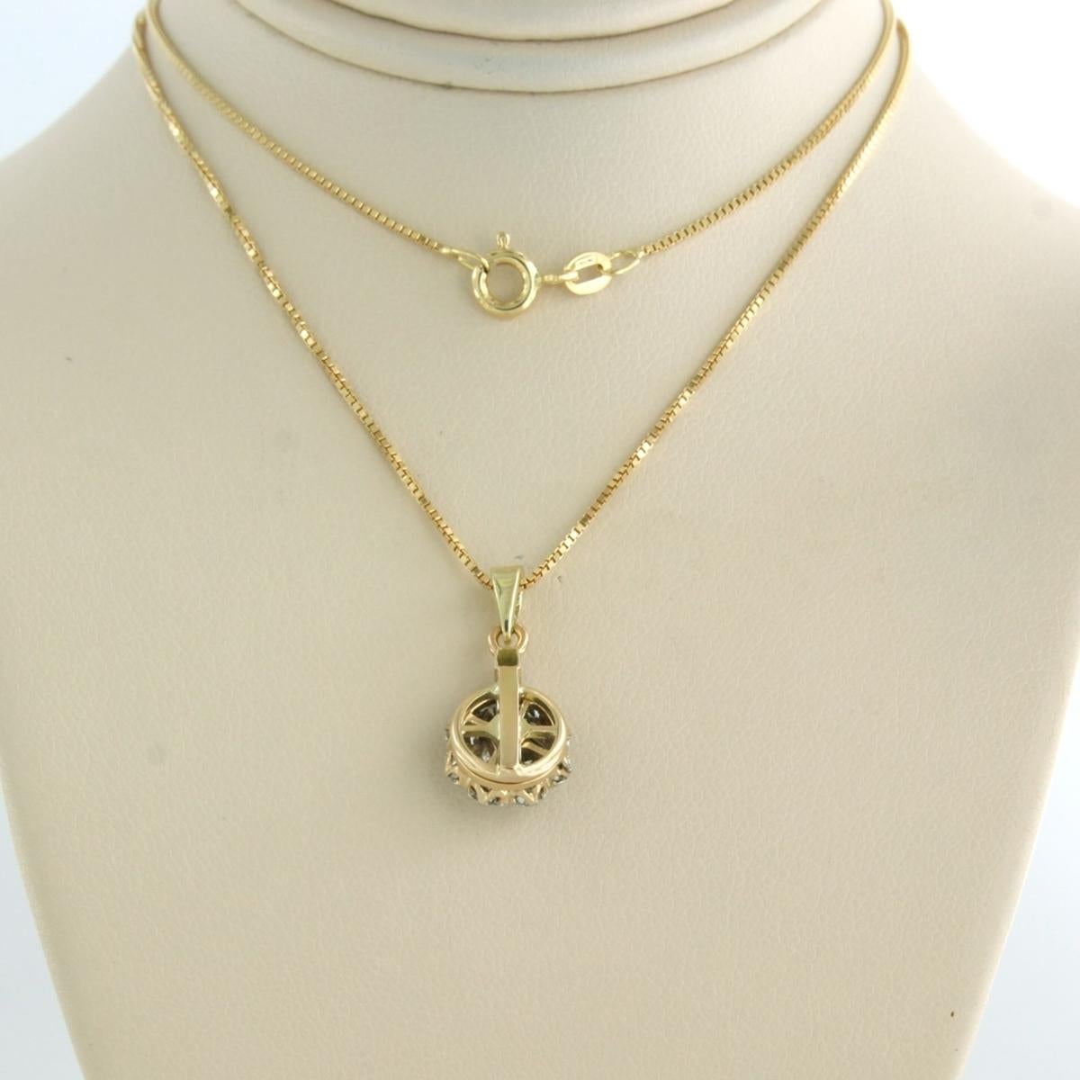 Old Mine Cut Necklace with pendant set with Diamonds 18k gold For Sale