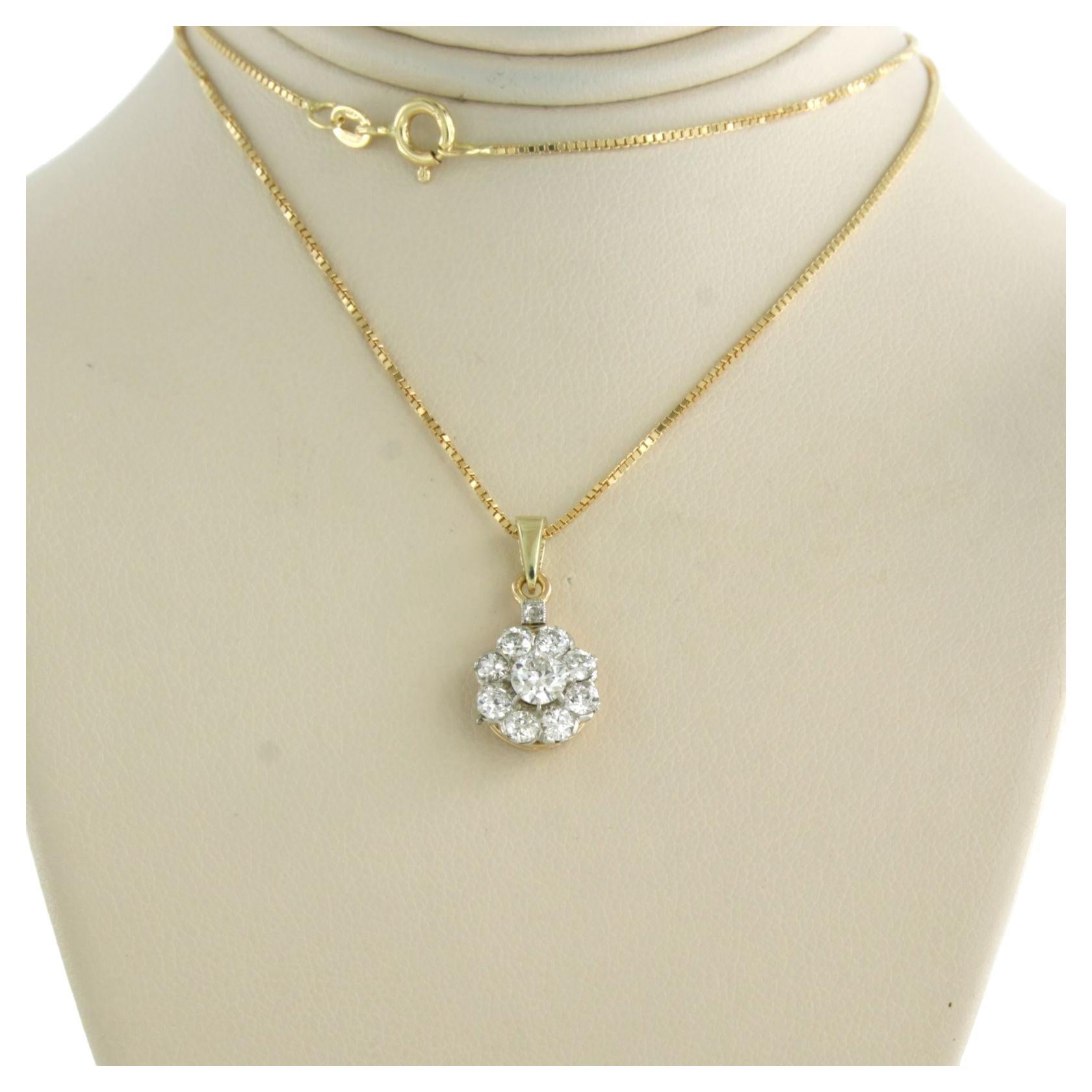 Necklace and pendant set with coral and diamonds 18k gold and silver