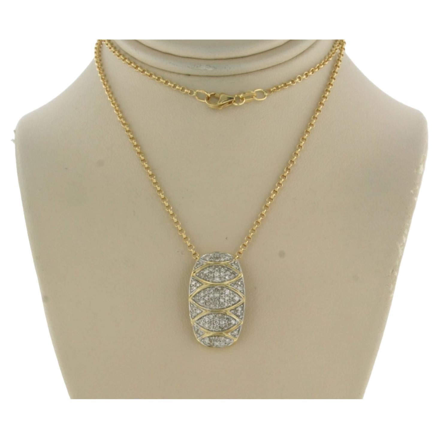 Necklace and pendant set with coral and diamonds 18k gold and silver