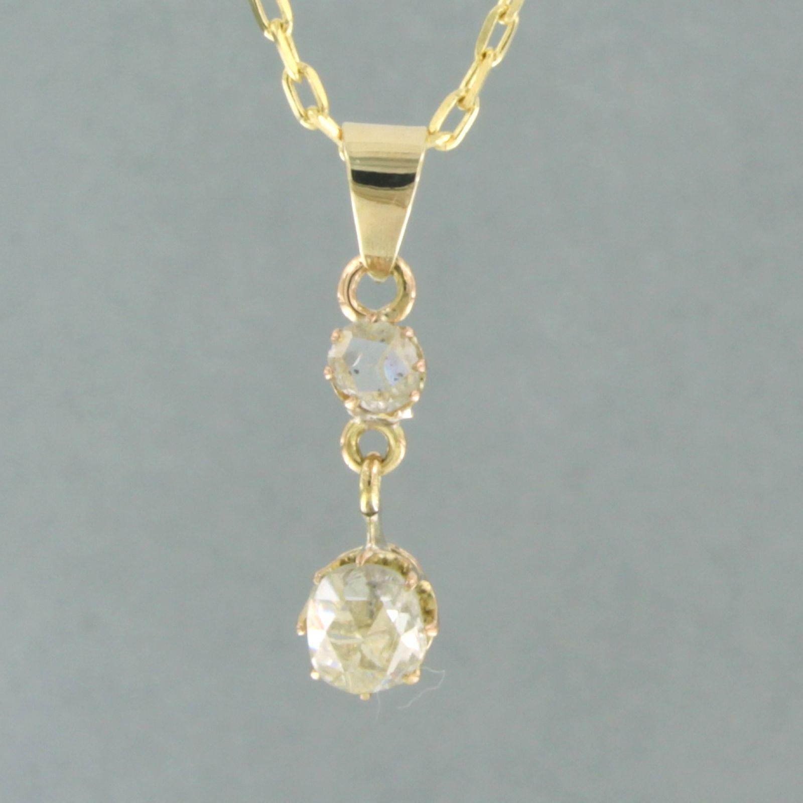 Collar con colgante engastado con diamantes talla rosa de hasta 0,70 ct, oro de 14k en venta 1