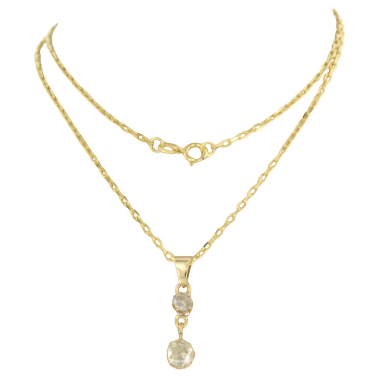 Necklace with pendant set with rose cut diamonds up to 0.70 ct, 14k gold