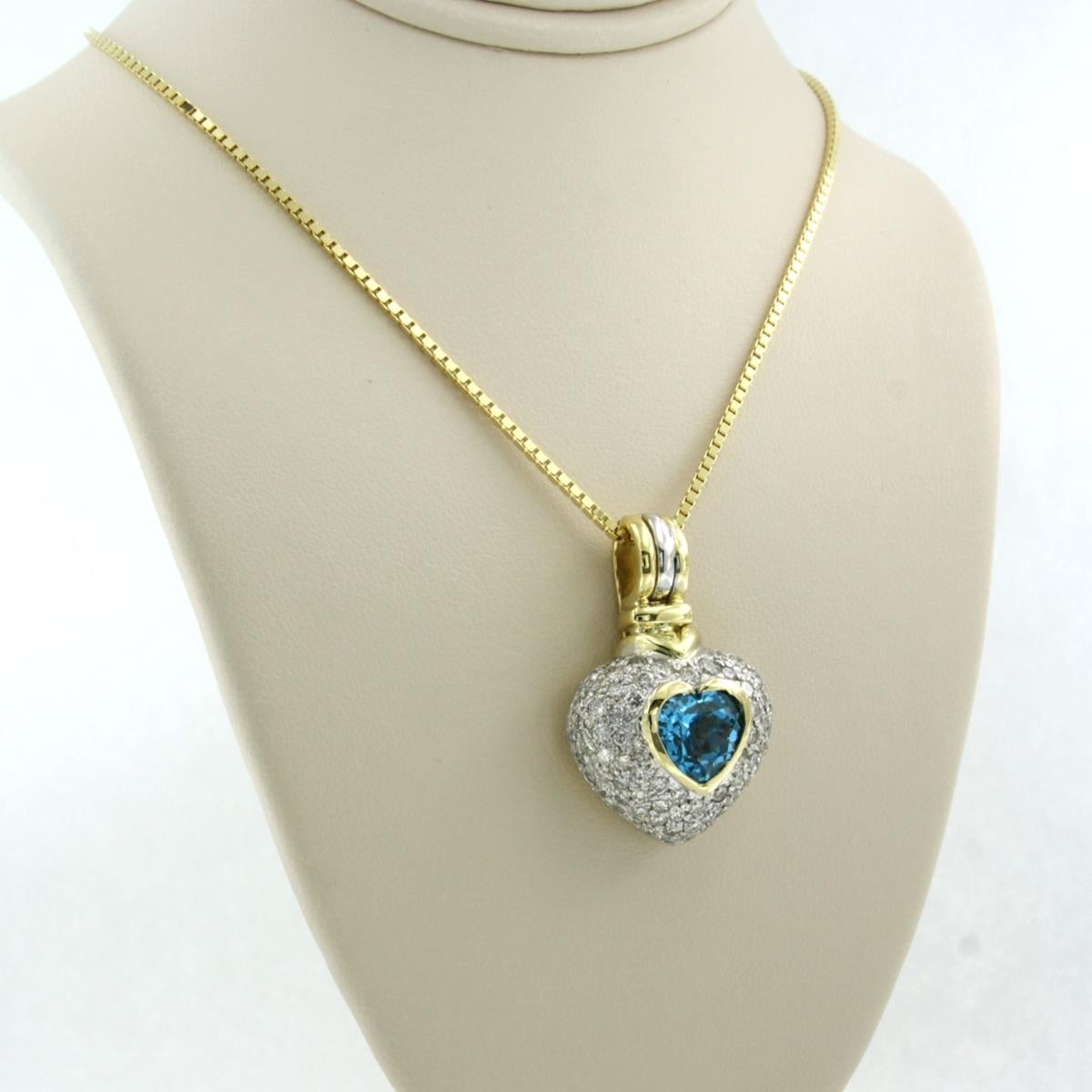 Women's Necklace with pendant set with topaz and diamond up to 2.00ct 14k and 18k gold For Sale