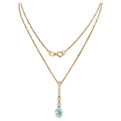 Necklace with pendant topaz and Diamond 14k pink gold