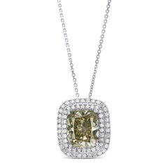 Halskette mit Anhänger - Weißgold - 5,72ct. tw. Diamant (natürlich gefärbt)