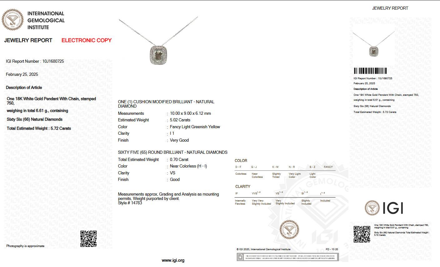 Donna Collana con ciondolo - Oro bianco - 5,72ct. tw. Diamante (colore Nature) in vendita