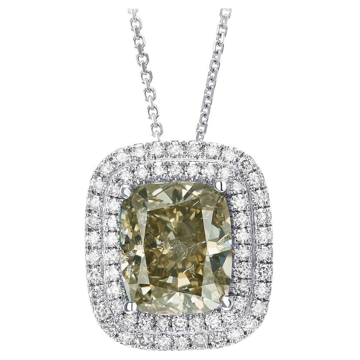 Collier avec pendentif - Or blanc - 5.72ct. tw. Diamant (de couleur naturelle)