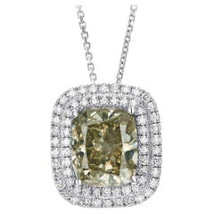 Necklace with pendant - White gold - 5.72ct. tw. Diamond (Natural coloured)