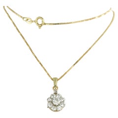 Necklace with pendant with old mine and rose cut diamonds up to 0.72ct 18k gold
