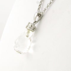 Necklace with pendant with rock crystal and diamond 0.10 ct - 14k gold - 42 cm