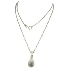 Necklace with pendant with rock crystal and diamond 0.10 ct - 14k gold - 42 cm