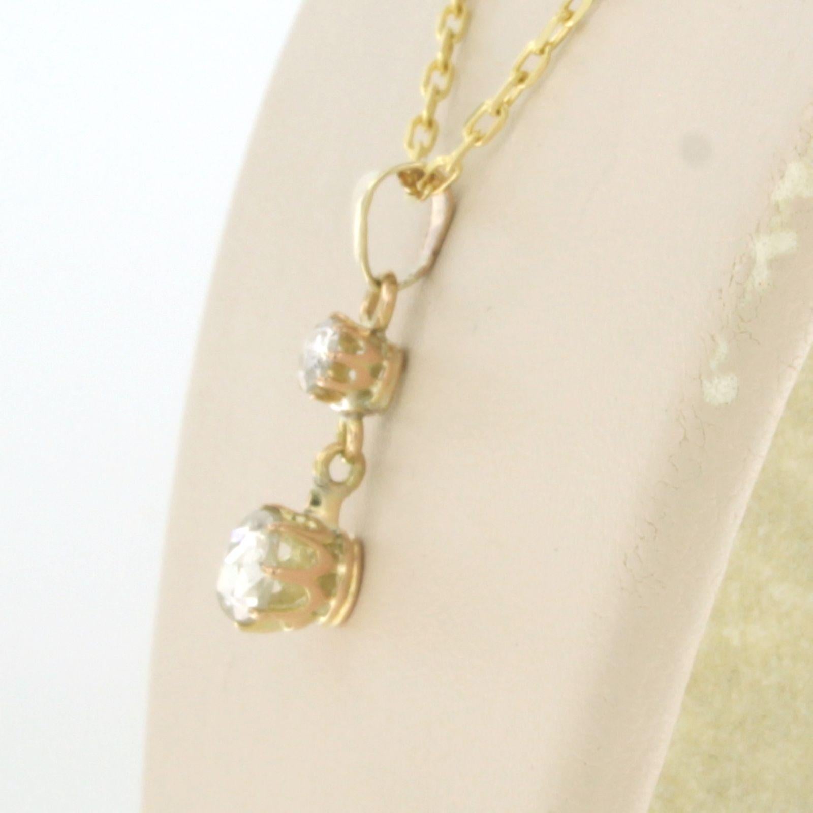 Collar con colgante con diamantes talla rosa de hasta 0,70 ct Oro de 14k 3,7 gramos Art Nouveau en venta