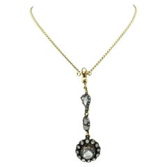 Necklace with pendant with rose cut diamonds up to 1.60ct 14k gold and silver