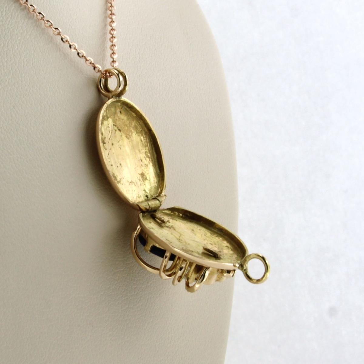 Modern Necklace with pendant with Sapphire Ruby and Diamond 14k and 18k pink gold For Sale