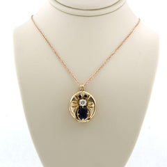 Necklace with pendant with Sapphire Ruby and Diamond 14k and 18k pink gold
