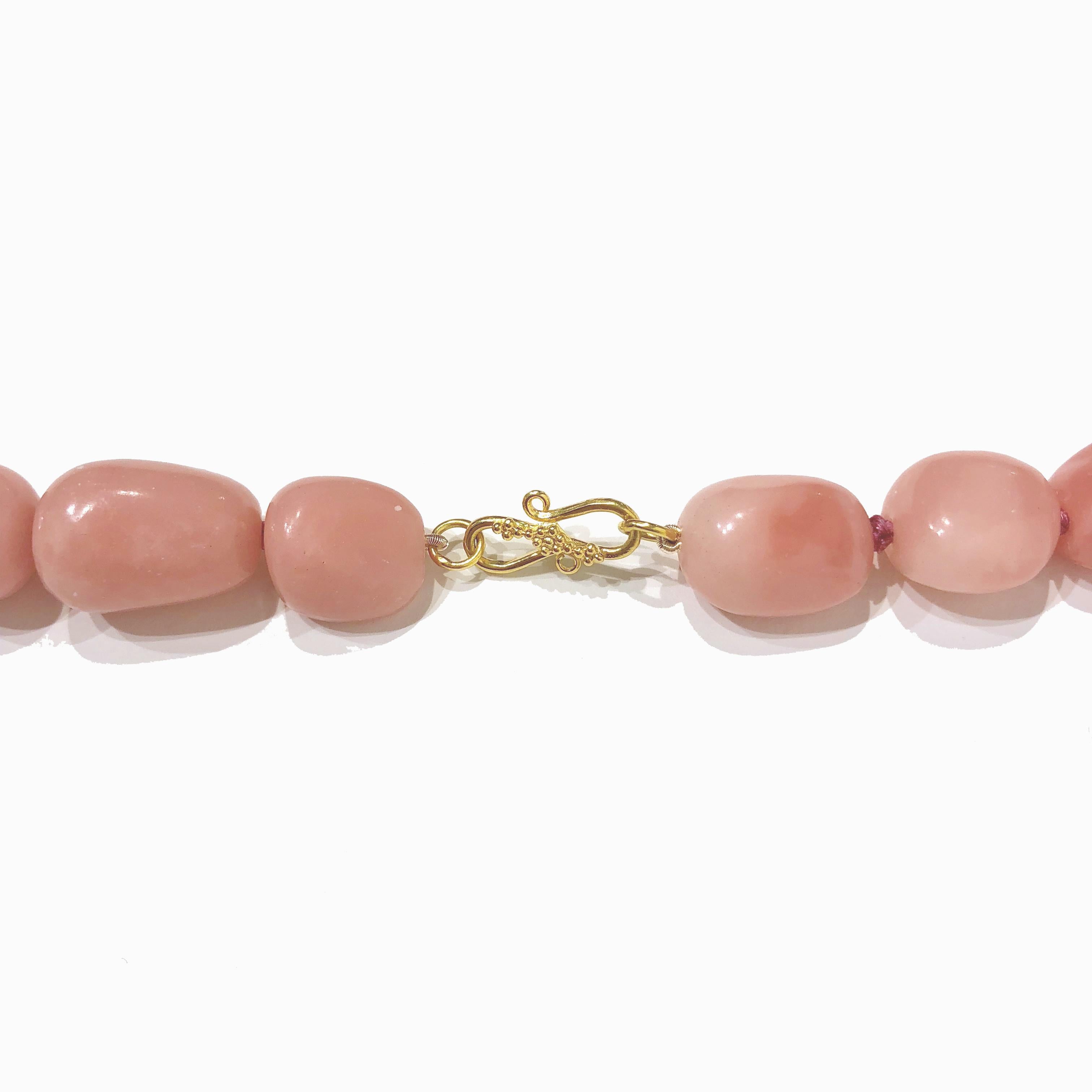 Contemporary Necklace with Pink Aragonite, Freshwater Pearls and 18 Karat Gold 