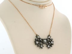 Necklace with rose cut diamonds up to 0.25ct - 4.1 grams - 14k gold and silver