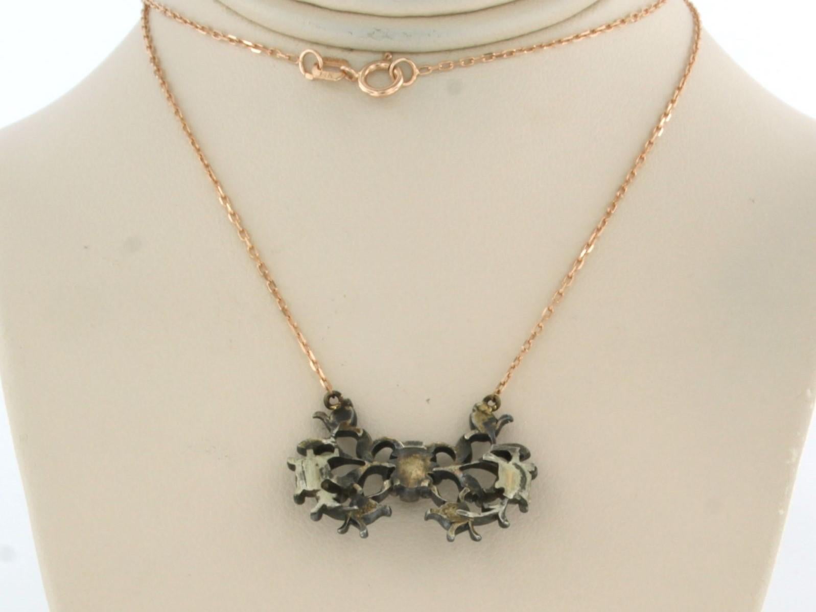 Moderno Collana con diamanti taglio rosa fino a 0,25ct - 4,1 grammi - Oro 14k e argento in vendita