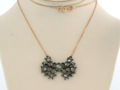 Necklace with rose cut diamonds up to 0.25ct - 4.1 grams - 14k gold and silver