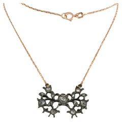 Collier avec diamants taillés en rose jusqu'à 0,25 carat - 4,1 grammes - or et argent 14 carats