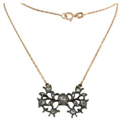 Halskette mit Diamanten im Rosenschliff bis zu 0,25ct - 4.1 Gramm - 14k Gold und Silber