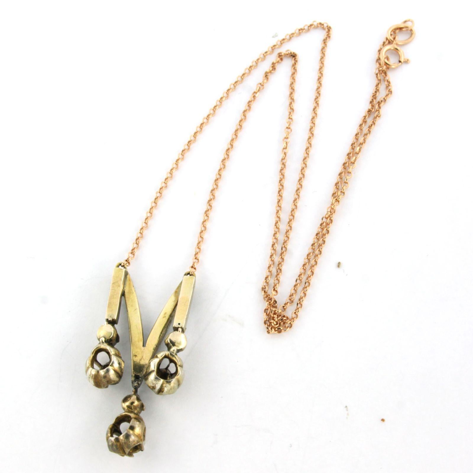 Collar con diamantes talla rosa de hasta 1,00 ct 6,8 gramos Oro de 14 quilates y plata Victoriano temprano en venta