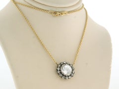 Necklace with rose cut diamonds up to 1.20ct 18k gold and silver