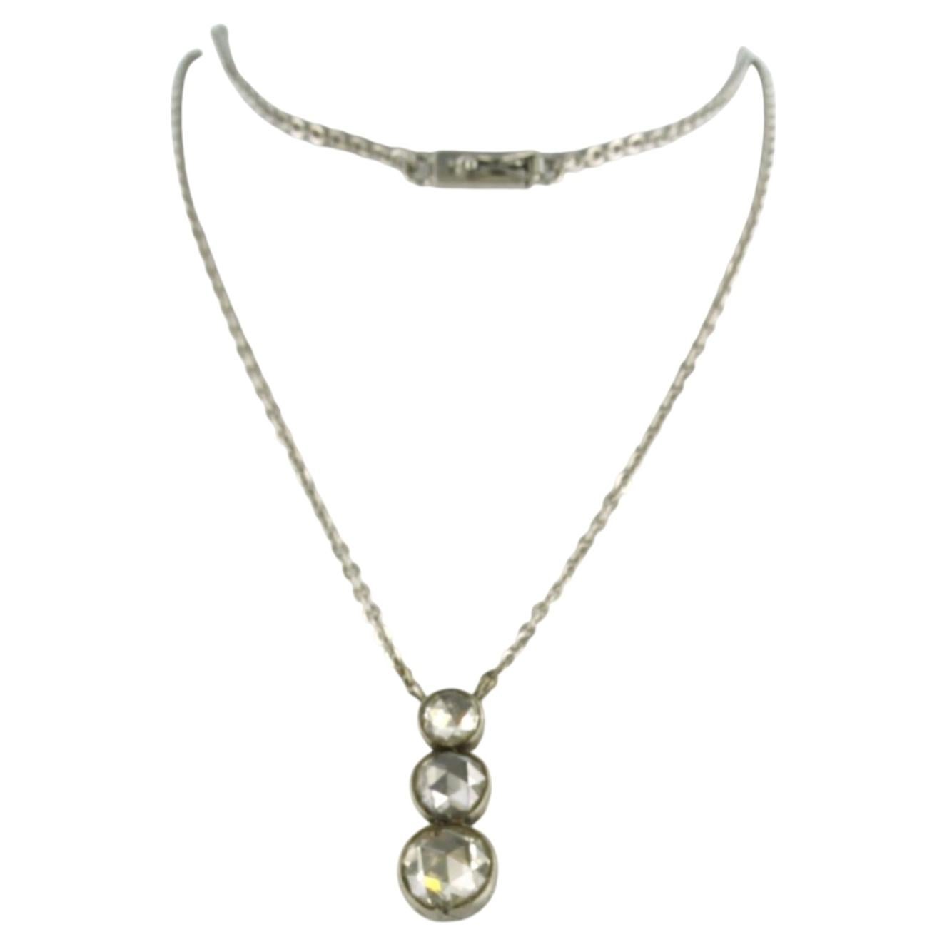 Collier avec diamants de taille rose jusqu'à 2,50ct or 14k 5,5 grammes