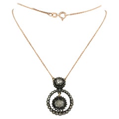 Necklace with rose diamonds up to 0.50ct 14k pink gold and silver