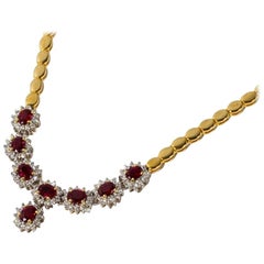 Necklace with Rubies and Diamonds, 18 ct Yellow Gold