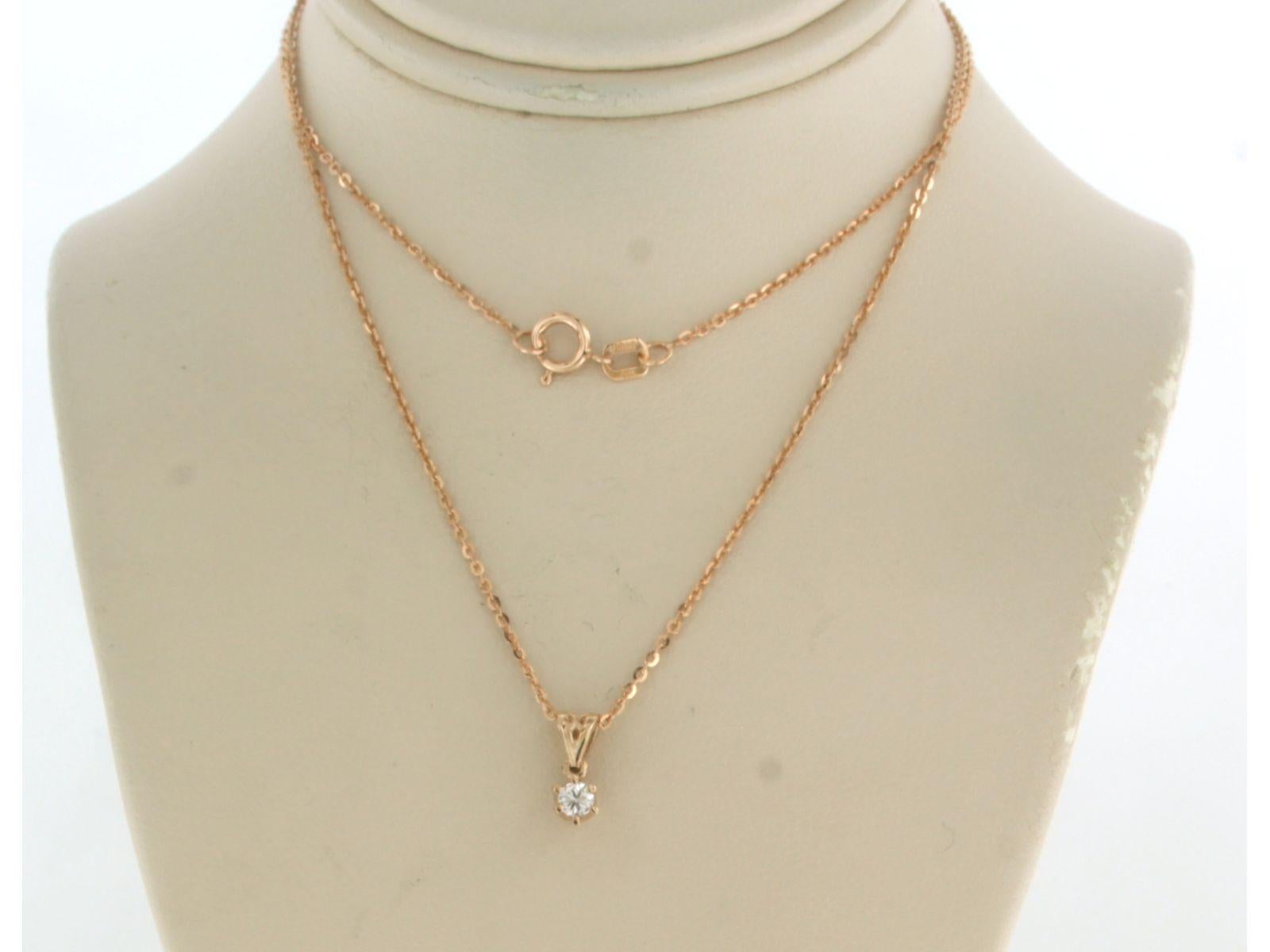 Necklace and pendant set with green onyx and diamonds 14k pink gold For