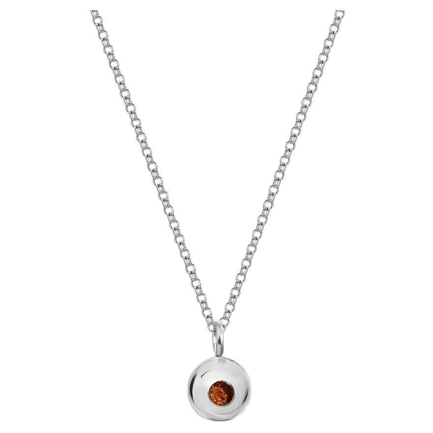 Necklace with sphere and baltic amber silver For Sale