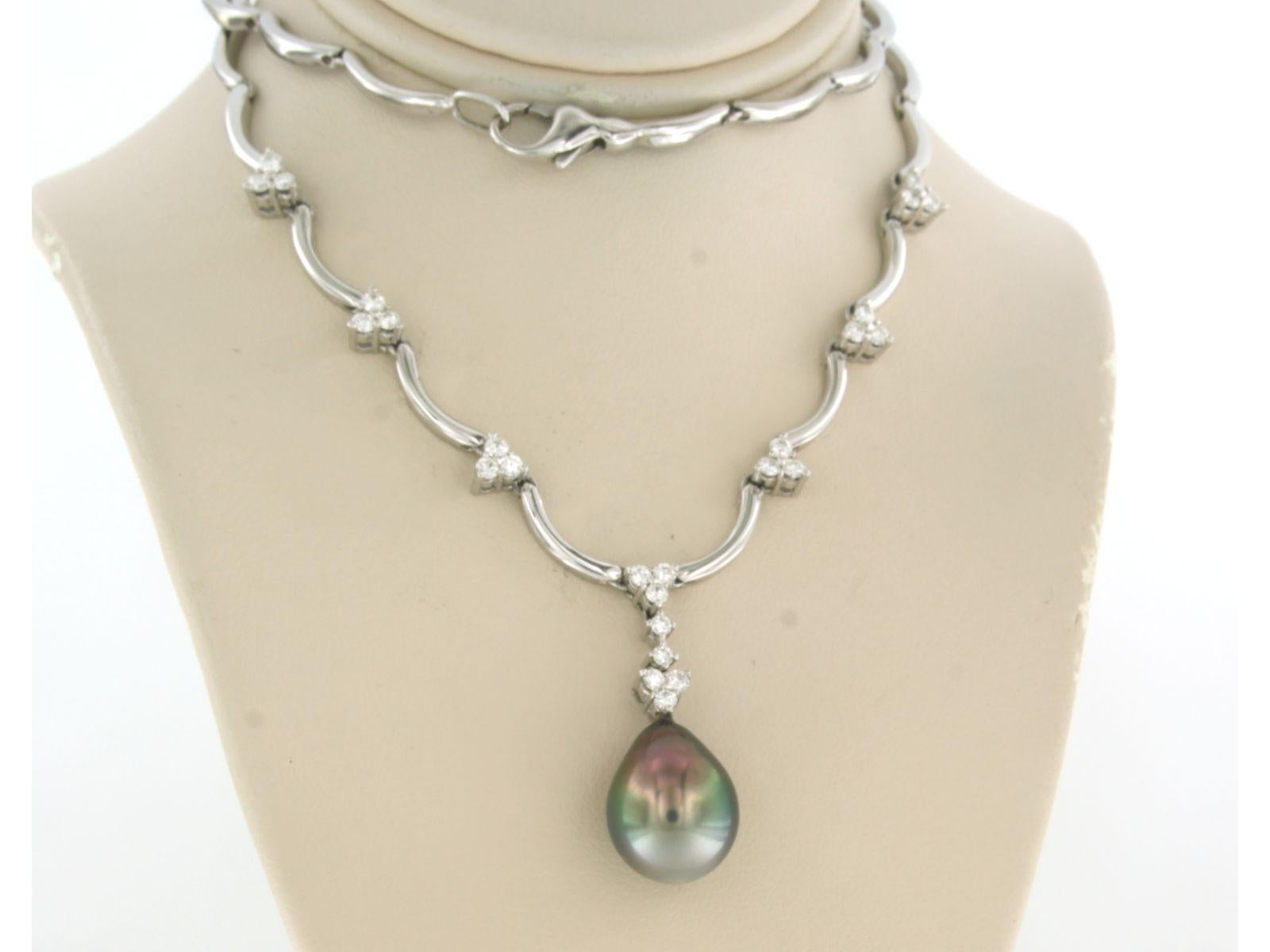 Collier avec perle de Tahiti et diamants taille brillant jusqu'à 0,89ct or 18k en vente 4
