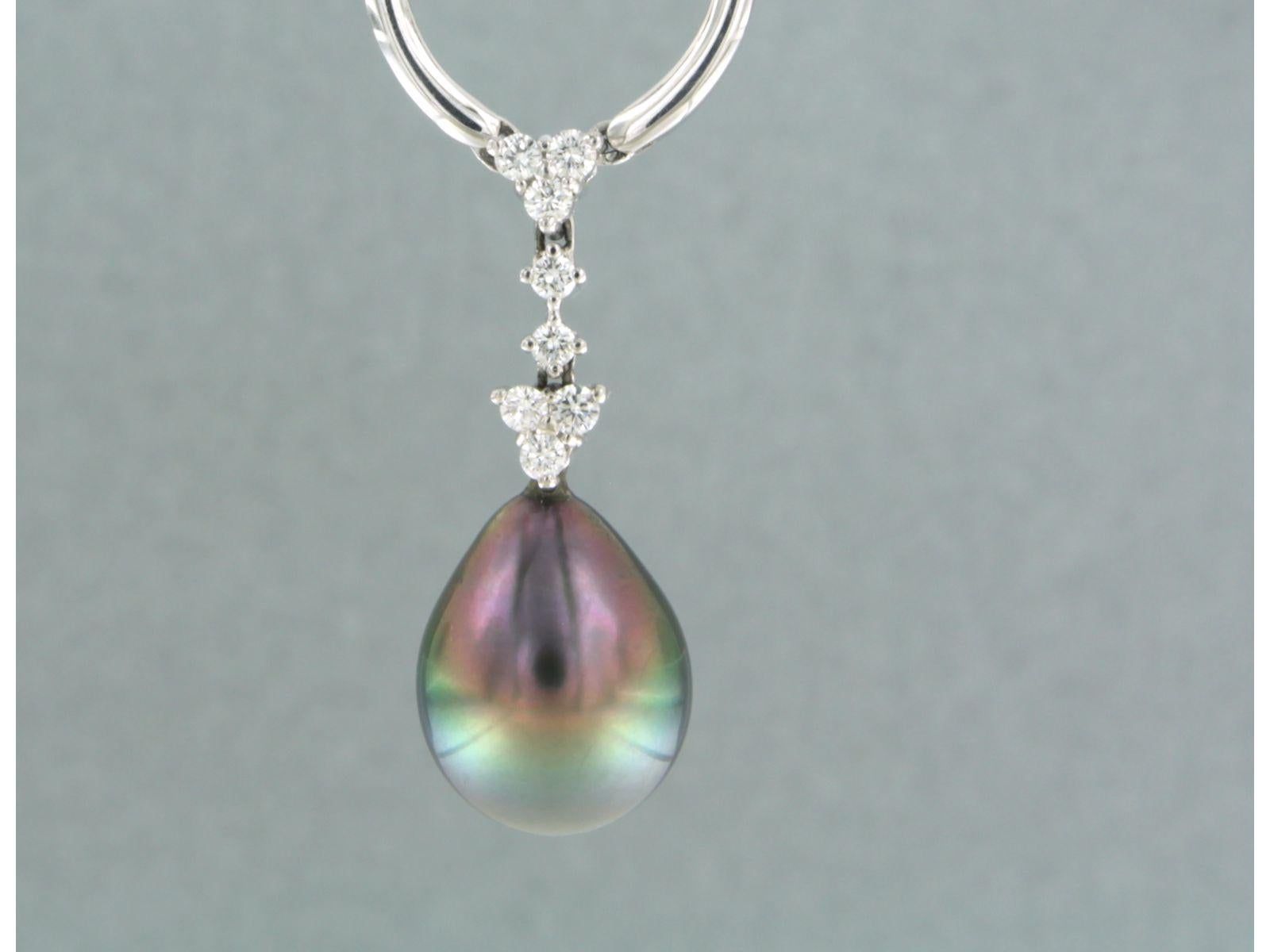 Collier avec perle de Tahiti et diamants taille brillant jusqu'à 0,89ct or 18k en vente 3