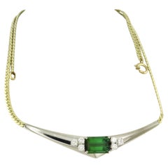 Necklace with tourmaline and brilliant cut diamonds up to 1.00ct 14k gold