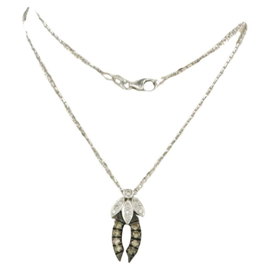 Necklace witn pendant with brilliant cut diamonds up to 0.20ct 18k white gold