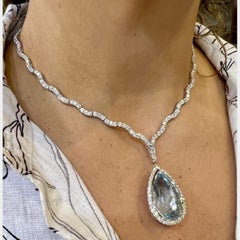 Necklaces -32.00 Carat Aquamarine & 12.50 Carat Diamonds in 18kt gold.