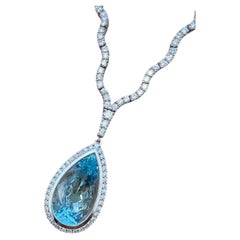 Necklaces -32.00 Carat Aquamarine & 12.50 Carat Diamonds in 18kt gold.