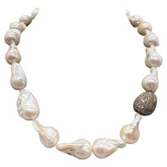 Necklaces Baroque Pearls, Brown Diamonds, Bakelite