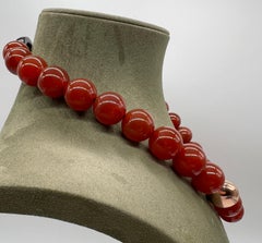 Halsketten Rote Agathe, Perlen Rose Gold 18 Karat, Bakelit