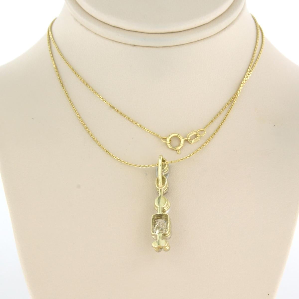 Taille vieille mine Collier et pendentif avec perle, diamants de taille ancienne et diamants taillés en rose 1,20ct 14 or en vente