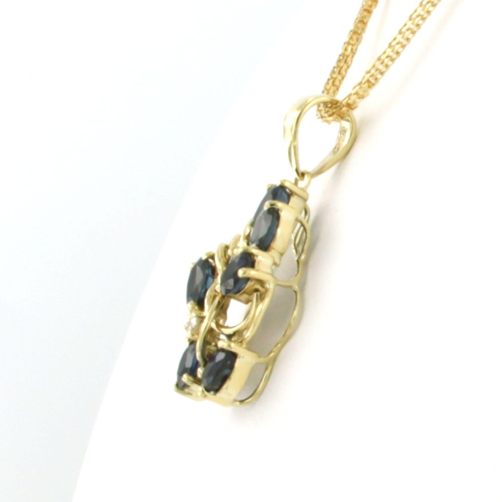 Modern Necklce and pendant with sapphire and brilliant cut diamonds 18k gold For Sale