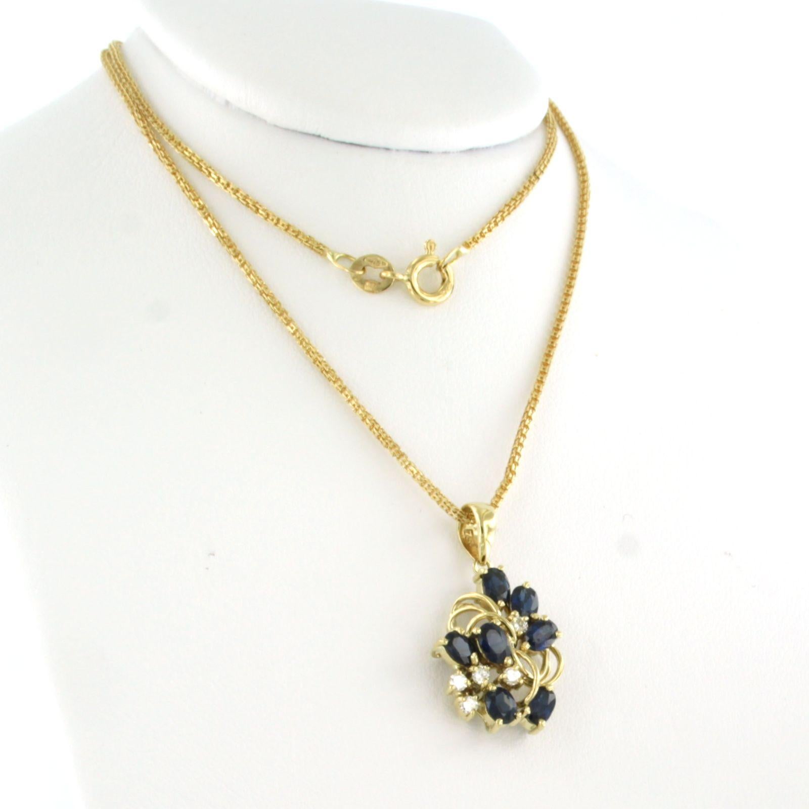 Women's Necklce and pendant with sapphire and brilliant cut diamonds 18k gold For Sale