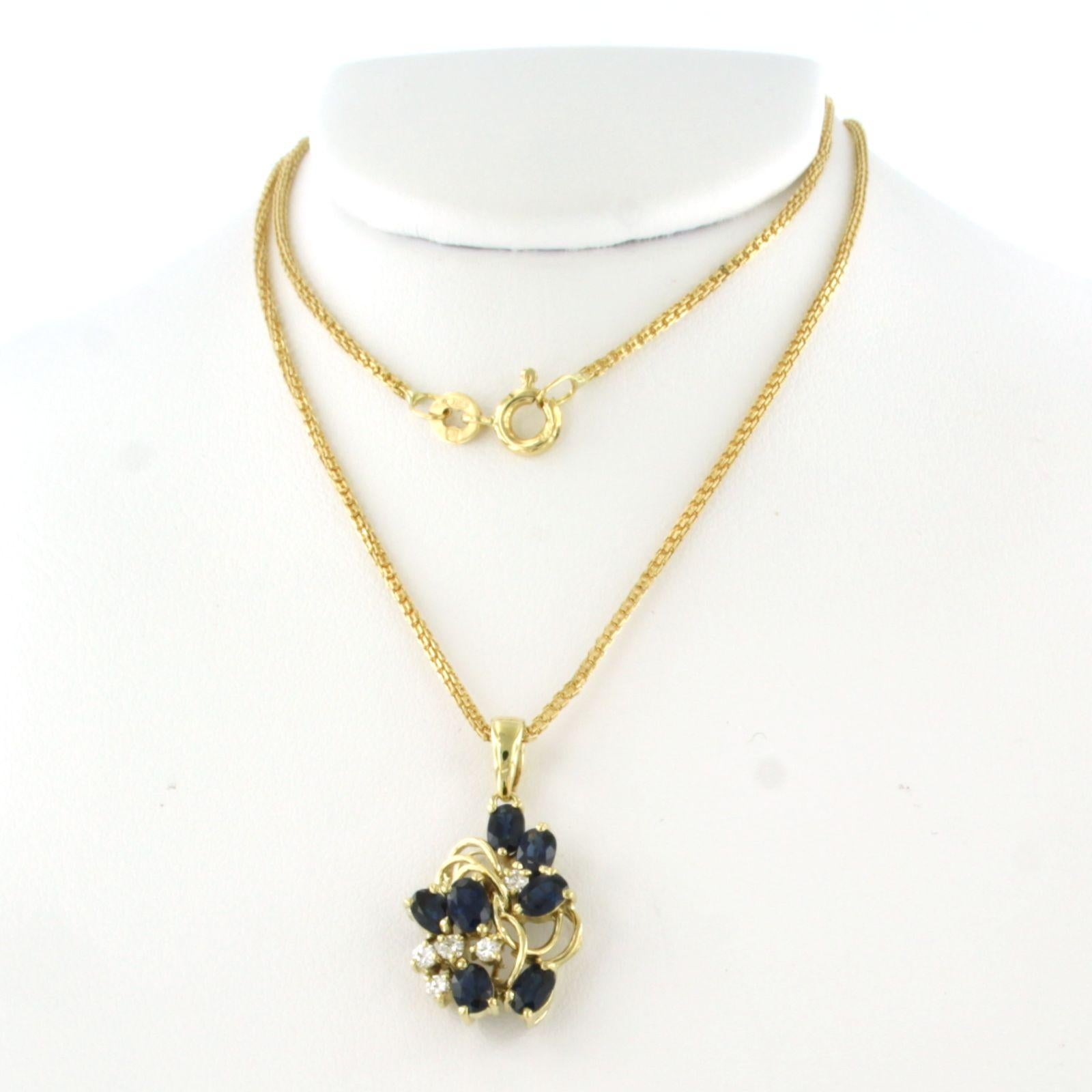 Necklce and pendant with sapphire and brilliant cut diamonds 18k gold For Sale 1