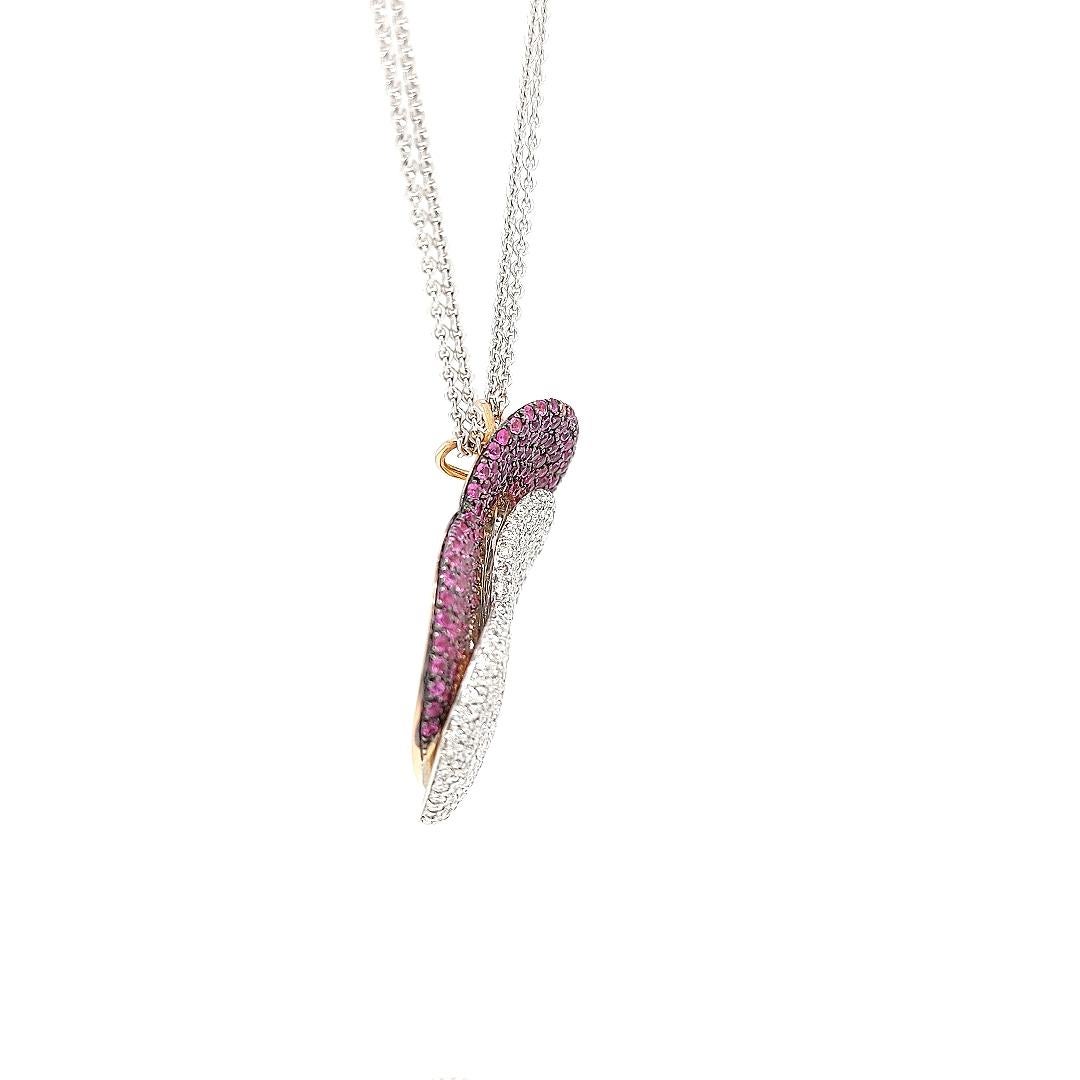 Necklace or Pendant Heart Pink Sapphire and Diamonds For Sale at 