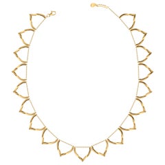 Neclace Sterling Silver Gold-Plated Lotus Shaped Motif Greek 18k Gold Chain