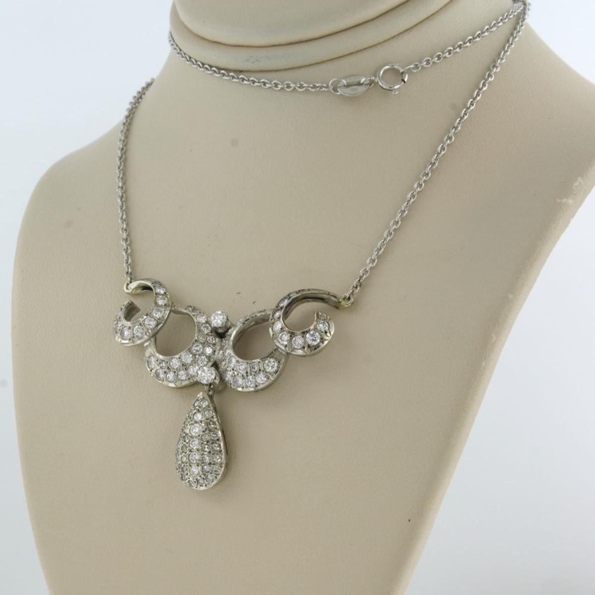 Art Nouveau Neclace with diamonds 18k white gold and platinum For Sale