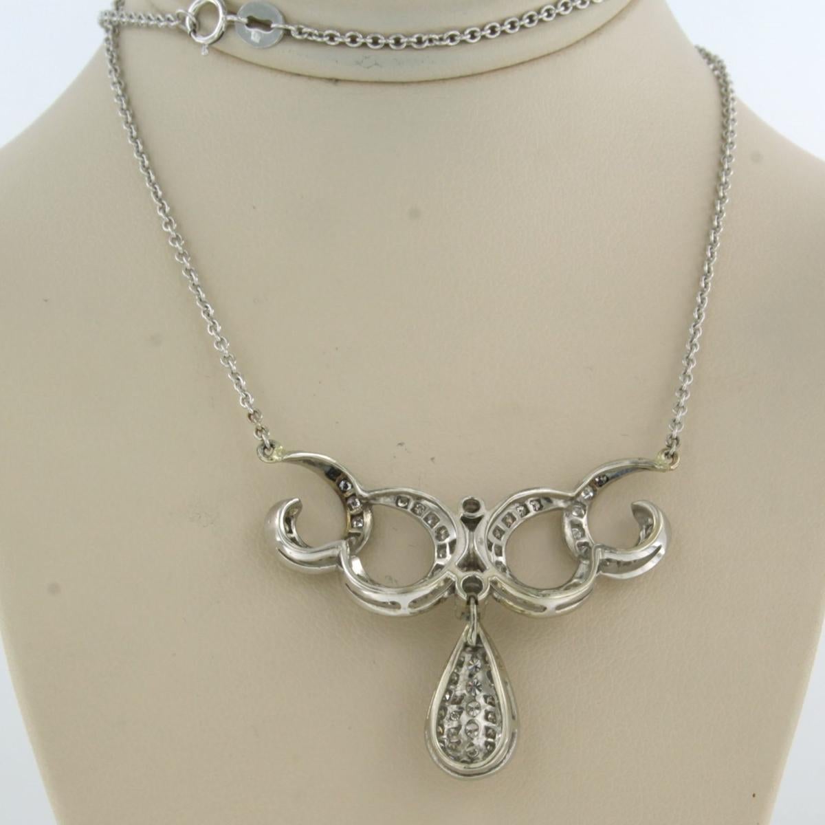 Women's Neclace with diamonds 18k white gold and platinum For Sale