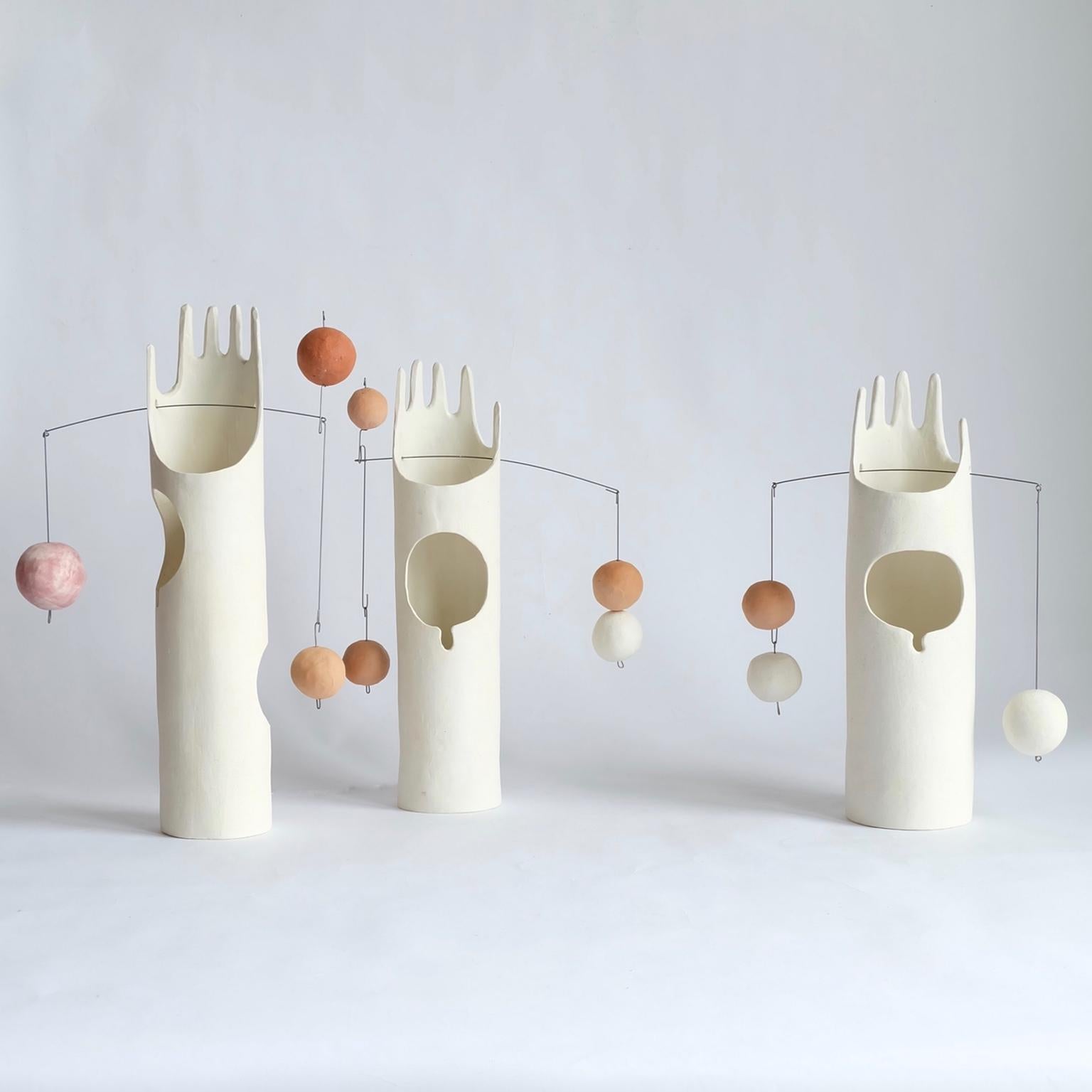Neco, Contemporary Sculptural Hand-Built Ceramic Table Lamp in Matte White 4